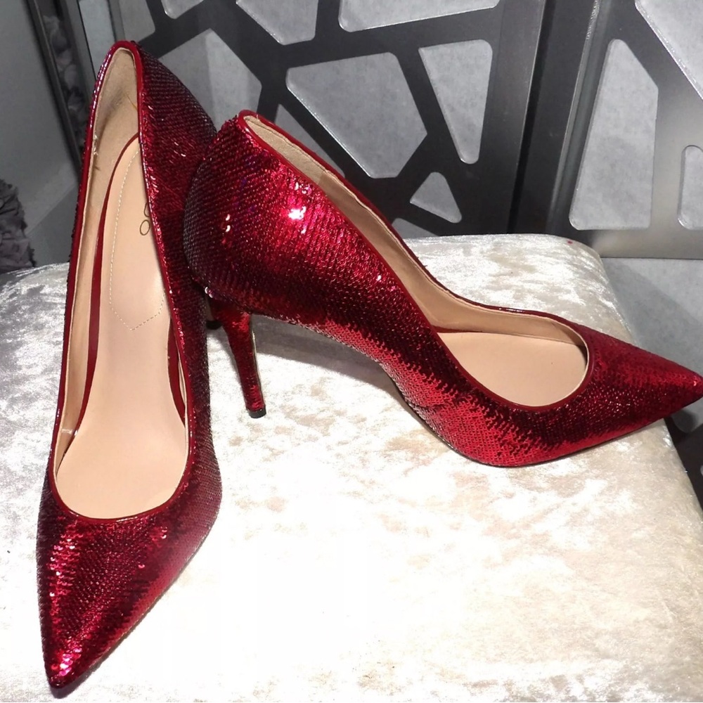 [1 Day Sale] Elegant Stessy Ruby Red Sequin Pumps
